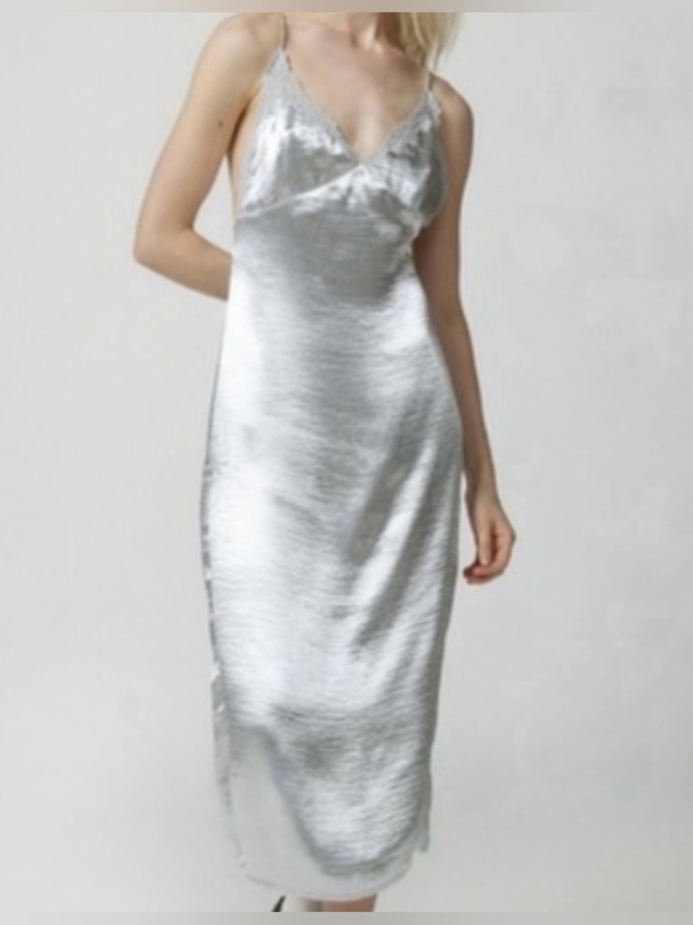 Urban Outfitters Light Gray Lace Trim Slip - Urban Outfitters Light Gray